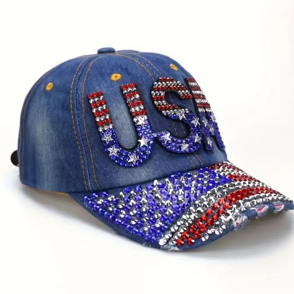 USA Denim Cap with Rhinestones